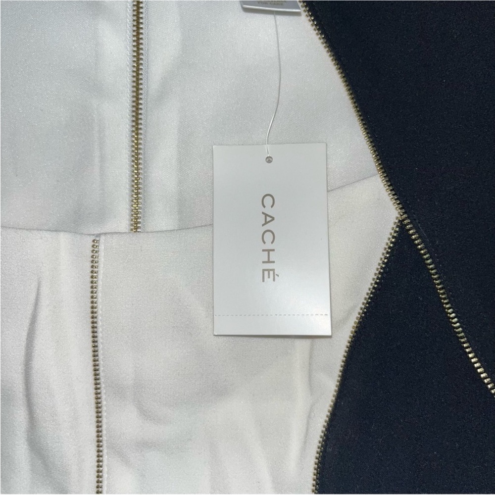 NWT Cache Black & White Full Zip Cocktail Dress - Picture 6 of 6